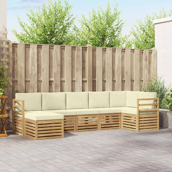 vidaXL Outdoor-Sofagarnitur 7 pcs Weiß und Creme 3392175