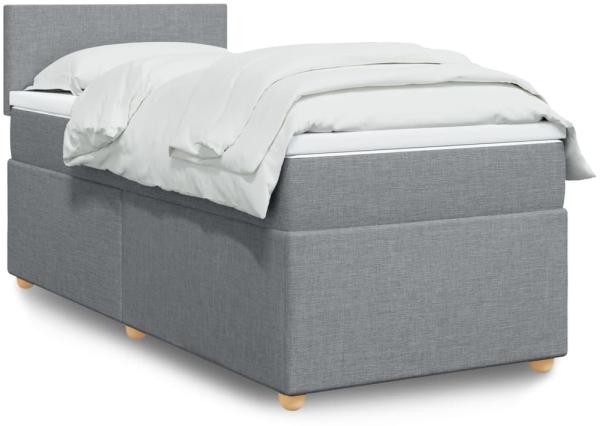 vidaXL Boxspringbett mit Matratze Hellgrau 90x200 cm Stoff 3288856