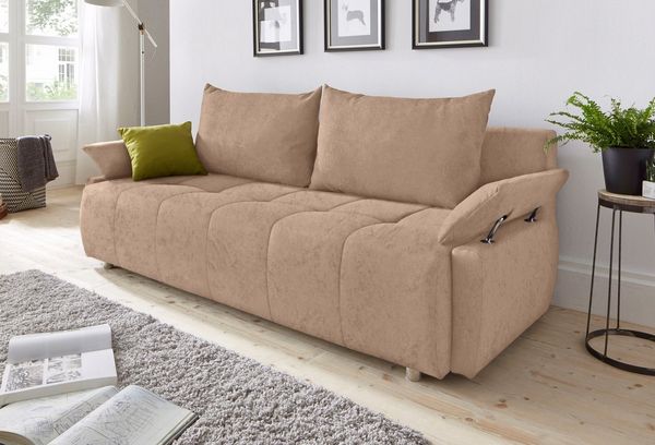 COLLECTION AB Schlafsofa Funtastic, B: 212 cm, Liegel. 145x187 cm, Bettfunktion, Bettkasten, Armteilverstellung & 1 Zierkissen, Federkern
