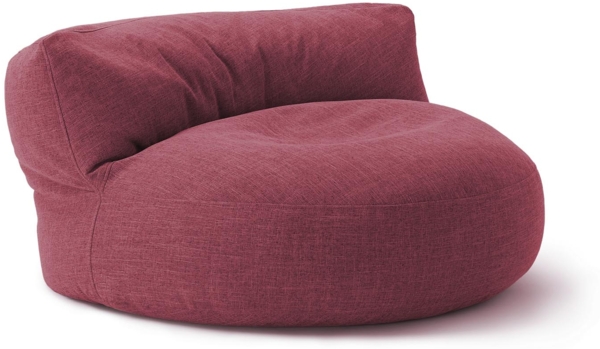 Lumaland Interior Line Sitzsack-Lounge, Rundes Sitzsack-Sofa für drinnen, 320l Füllung, 90x50 cm, Leinen Look and Feel, Rot