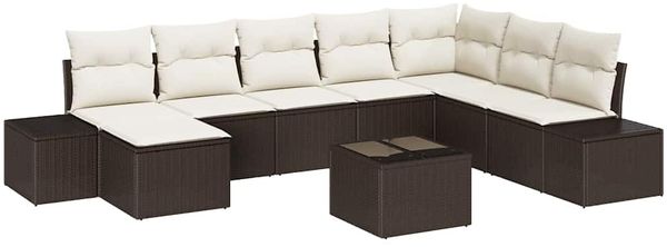 vidaXL Garten-Sofa-Set mit Kissen 8 pcs Braun und Creme Poly-Rattan 3355857 Bild 2