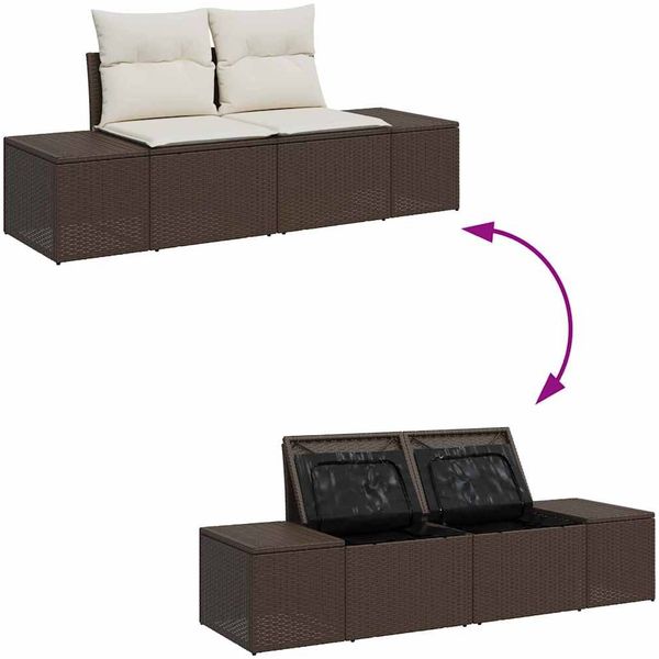 vidaXL Garten-Sofa-Set mit Kissen 8 pcs Braun und Creme Poly-Rattan 3355857 Bild 11