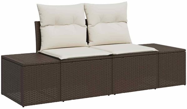 vidaXL Garten-Sofa-Set mit Kissen 8 pcs Braun und Creme Poly-Rattan 3355857 Bild 4