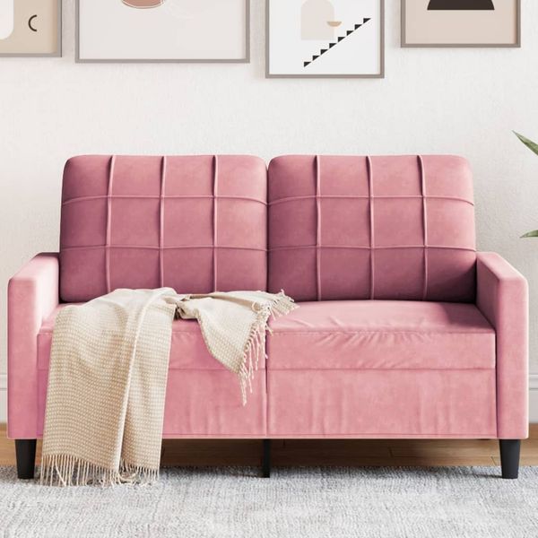 2-Sitzer Sofa, Couch Wohnzimmer Rosa 120 cm Samt