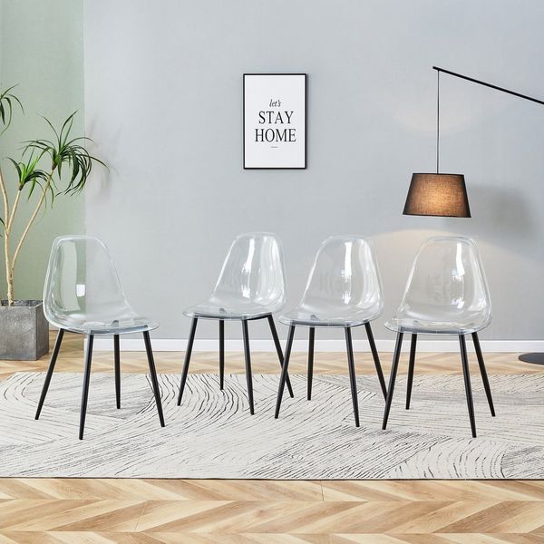 STILVORA Esszimmerstuhl 4er-Set Kunststoff-Esstischstühle mit schwarzen Metallbeinen für Büro
