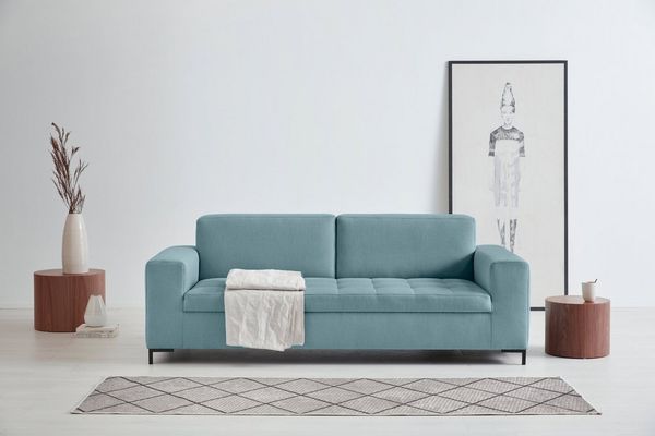 OTTO products 3-Sitzer Grazzo, zeitlos und elegant, moderne Sitzheftung, hochwertige Stoffe aus recyceltem Material, Steppung im Sitzbereich