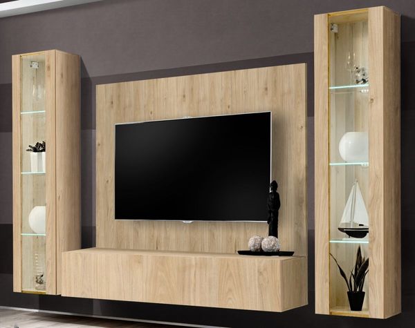 Wohnwand Option in Eiche 4-teilig 260 cm