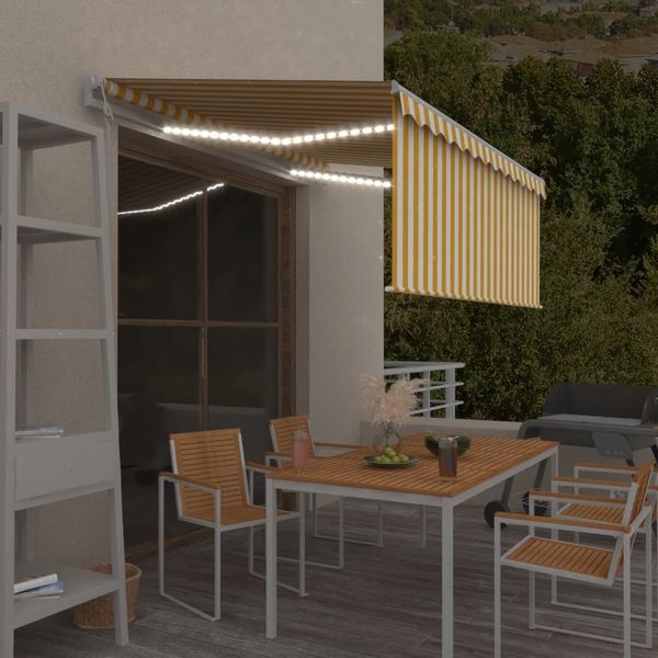 vidaXL Markise Automatisch mit Rollo LED Windsensor 3,5x2,5m Gelb Weiß 3069293