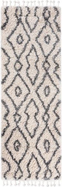 Mazovia Läufer Läufer Hochflor Shaggy für Wohnzimmer - Höhe 35 mm Fransen Creme, 70 x 250 cm, Pflegeleicht, Boho - look, Langflor, Rechteckig, Weich