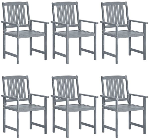 vidaXL Gartenstühle 6 Stk. Massivholz Akazie Grau 3078205