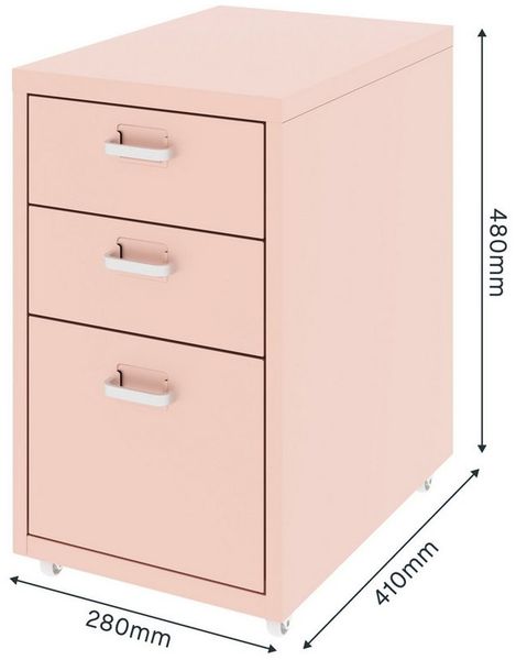 FLEXISPOT Container Rollcontainer für Ihr Büro&Home-Office, 28x48x41 cm (mobiler Aktenschrank mit 3 Schubladen, mit Rollen, Büroschrank)