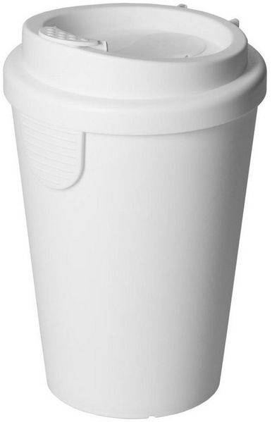 elasto Becher Trinkbecher 0,4 L Kaffeebecher mit Deckel aus Kunststoff in Weiß, BPA-frei, Mehrwegbecher, Langlebig, Wasserbecher, Made in Germany