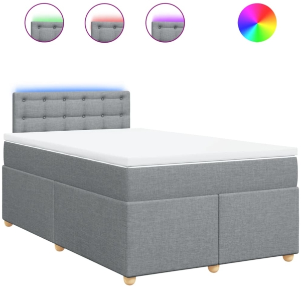 vidaXL Boxspringbett mit Matratze Hellgrau 120x200 cm Stoff 3288961