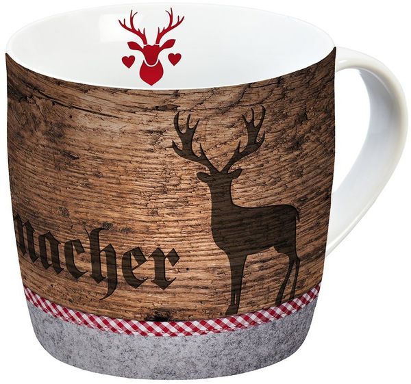 Geda Labels GmbH Tasse Oktoberfest Muntermacher, 1-tlg, Porzellan, Braun, 300 ml, spülmaschinengeeignet