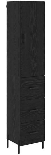 vidaXL Highboard Schwarz Eichen-Optik 34,5 x 34 x 180 cm Holzwerkstoff 3416158