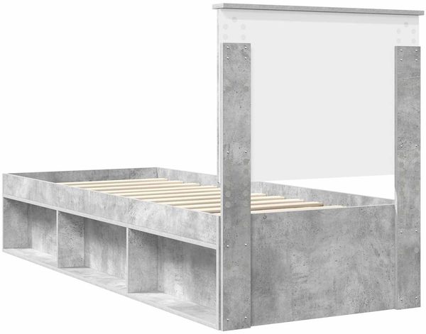 vidaXL Bettrahmen Beton Grau 75 x 190 cm Massives Kiefernholz 3411076 Bild 9