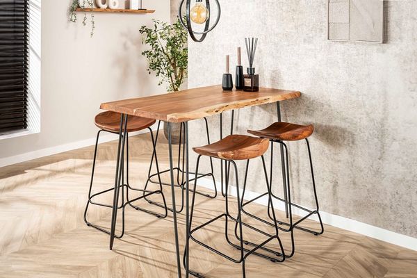 KAWOLA Bartisch ERGEA Stehtisch Baumkante Akazie massiv natur 130x70 cm