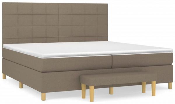 vidaXL Boxspringbett mit Matratze Stoff Taupe 200 x 200 cm, Härtegrad: H2 [3137185]