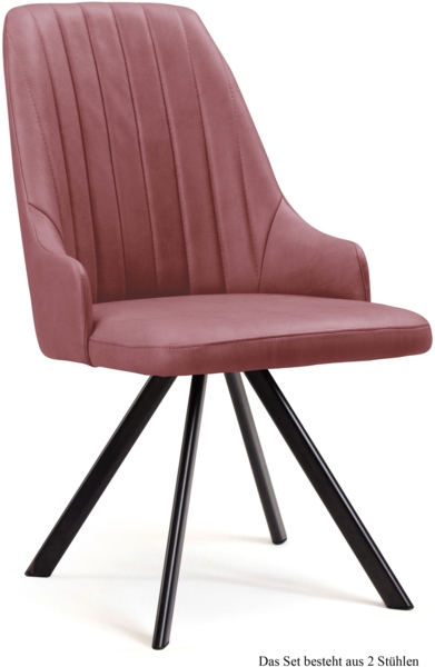 Esszimmerstuhl drehbar (2er-Set) Devyn 52x91x60 Schwarz/Rosewood
