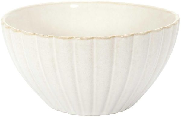 HOME DECO FACTORY, KA0411, Elegant Ceramic Salad Bowl, ideal for Salads and Fruit, Refined Design and beige Color, Easy to clean, Diameter 18.5 cm, beige