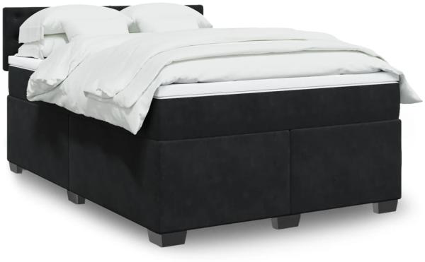 vidaXL Boxspringbett mit Matratze Schwarz 140x190 cm Samt 3286320