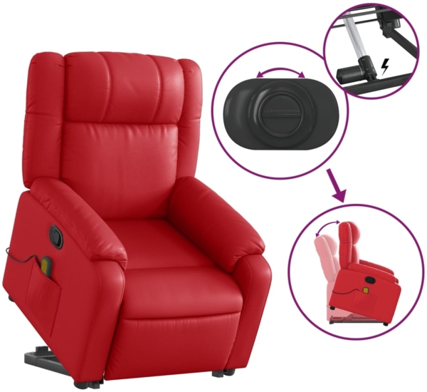 vidaXL Massagesessel mit Aufstehhilfe Rot Kunstleder 3205162 Bild 4