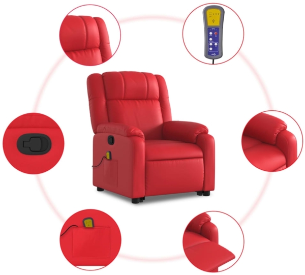vidaXL Massagesessel mit Aufstehhilfe Rot Kunstleder 3205162 Bild 6