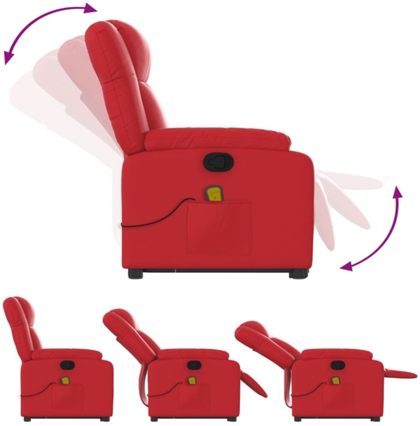 vidaXL Massagesessel mit Aufstehhilfe Rot Kunstleder 3205162 Bild 5