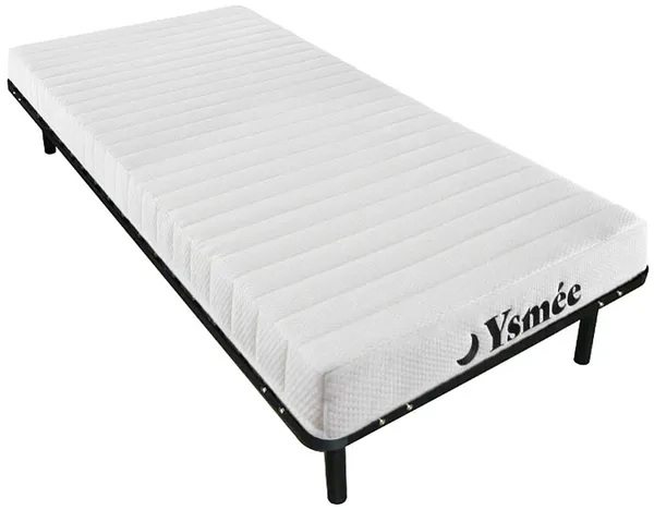 Vente-unique - STELO Mattress and bed base set MetallStoff Schwarz - B 90 cm88 cm3,8 cm x H 12 cm5 cm25 cm x L 200 cm198 cm3,8 cm