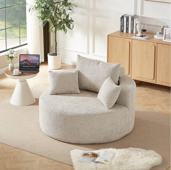 REDOM Relaxsessel für Wohnzimmer, Schlafzimmer, Lounge und Vorführraum (Chenille-Schaumstoff-Einzelsessel mit flauschigem Design, 1-St, 127*127*85), mit Relaxfunktion