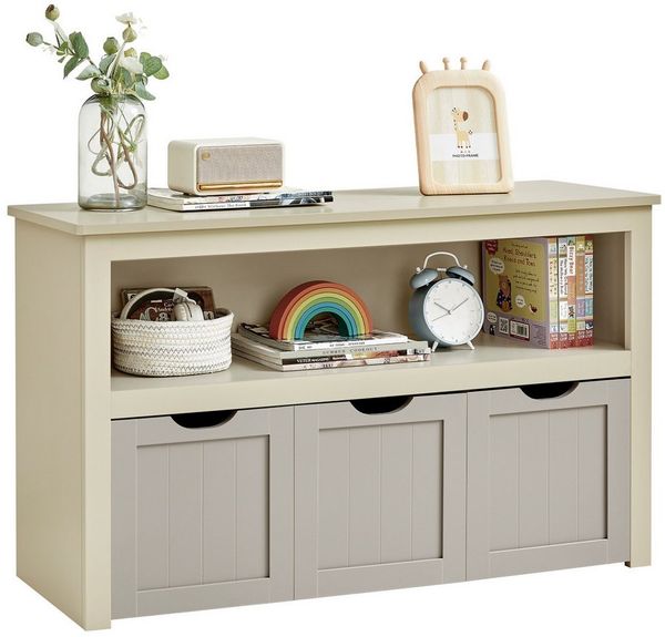 Vasagle Kinderregal, Spielzeugaufbewahrung für Kinder, Aufbewahrungsschrank, Spielzeugschrank, Aufbewahrungsbox mit Rollen, Spielzeugregal, für Kinderzimmer, 30 x 102 x 60 cm, sandbeige LHS380K01