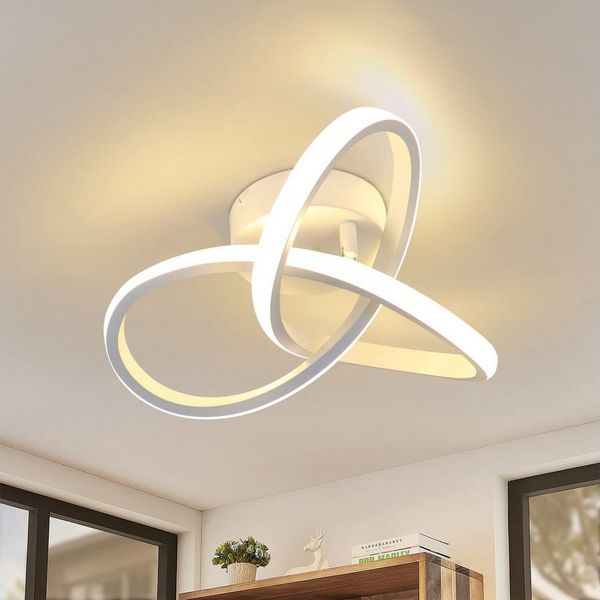 ZMH LED Deckenleuchte Wohnzimmer 3 Blatten 20W Klein Deckenlampe 3000K, Augenschutz, Einfache Installtion, LED fest integriert, Warmweiß, 25cm Weiß Modern Flimmfrei Schlafzimmerlampe Küche Büro