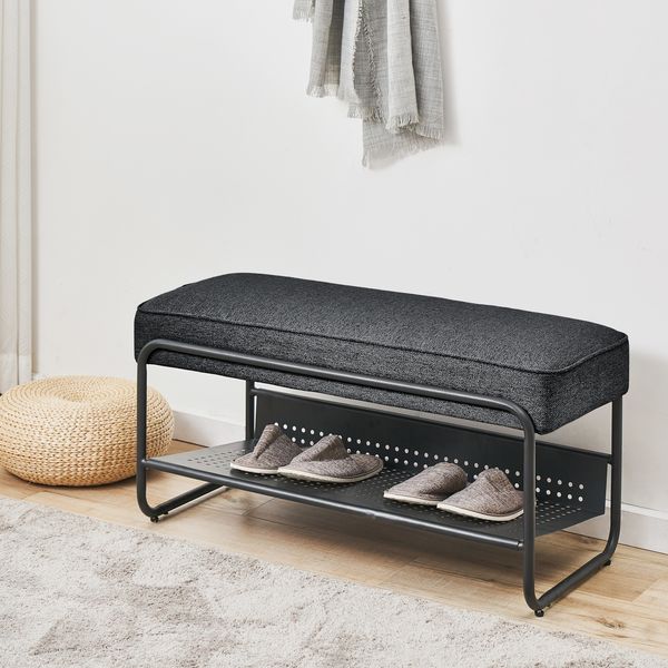 Schuhbank Lillehammer 90x37x42 cm Schwarz [en. casa]