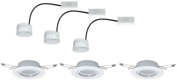 TIP Einbauleuchten 3er Set 3x4,8W schwenkbar LED 3-Stufen dimmbar 230V IP20 weiss12890