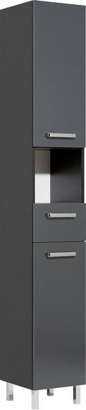 Saphir Hochschrank Quickset Badschrank 30 cm breit, 2 Türen, 1 Nische, 1 Schublade Badezimmer-Hochschrank inkl. Türdämpfer, Griffe in Chrom glänzend