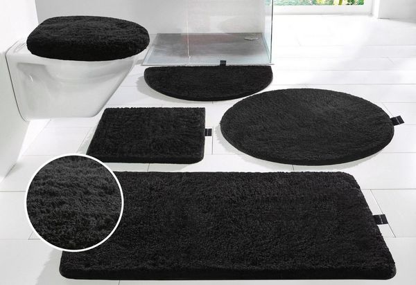 Bruno Banani Badematte Lana, Badvorleger, Badezimmer Teppich, rutschhemmend beschichtet, schnell trocknend, strapazierfähig, fußbodenheizungsgeeignet, Polyacryl, rechteckig, Badteppich, Badematten, unifarben, auch als 3 teiliges Set & rund