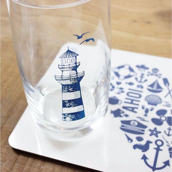 Bow & Hummingbird Longdrinkglas Kristallglas "Leuchtturm" made in EU, Kristallglas