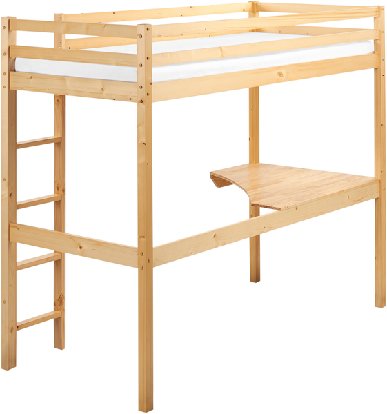 Hochbett mit Schreibtisch Kiefernholz LOURY 90 x 200 cm Hellbraun Bild 7