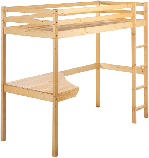 Hochbett mit Schreibtisch Kiefernholz LOURY 90 x 200 cm Hellbraun Bild 4