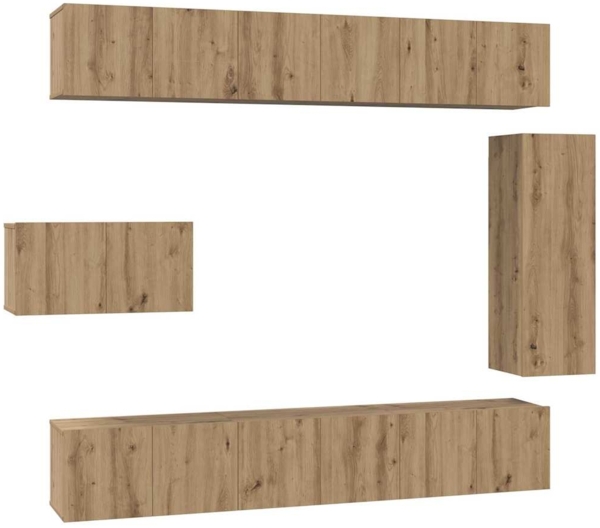 vidaXL TV-Schrankset Wandmontiert 8 pcs Artisan-Eiche Holzwerkstoff 3393134