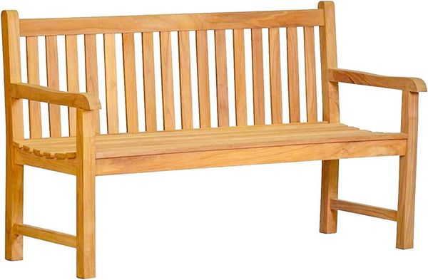 Kai Wiechmann Gartenbank Teakbank 150 cm Holzbank massiv 3-Sitzer, als wetterfeste Sitzbank Teakholz Bank naturbelassen und zertifiziert