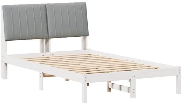 vidaXL Bettrahmen mit Kopfteil Weiß 120 x 190 cm Massives Kiefernholz 878908
