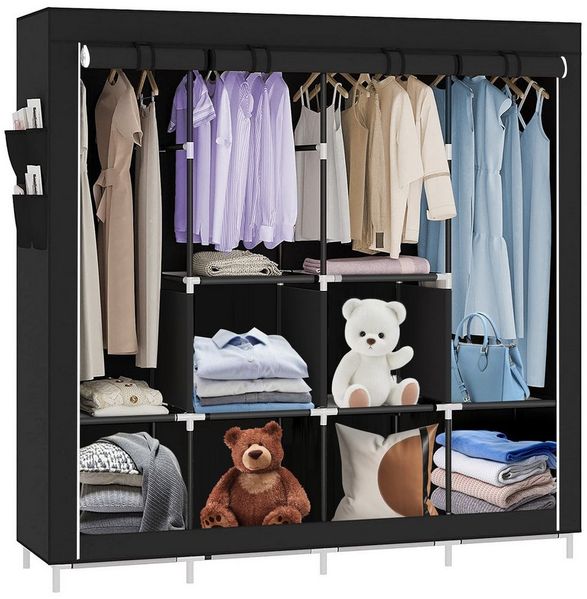JEOBEST Kleiderschrank Stoffschrank, Kleiderschrank mit Kleiderstange und Ablagen Faltschrank für Schlafzimmer, Ankleidezimmer, 167 x 45 x 170 cm