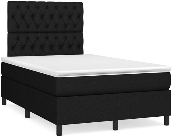 vidaXL Boxspringbett mit Matratze Schwarz 120x190 cm Stoff 3269904