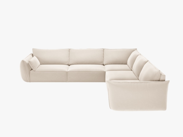 Micadoni Ecksofa Kaelle 7-Sitzer Samt Bluvel Helles Beige
