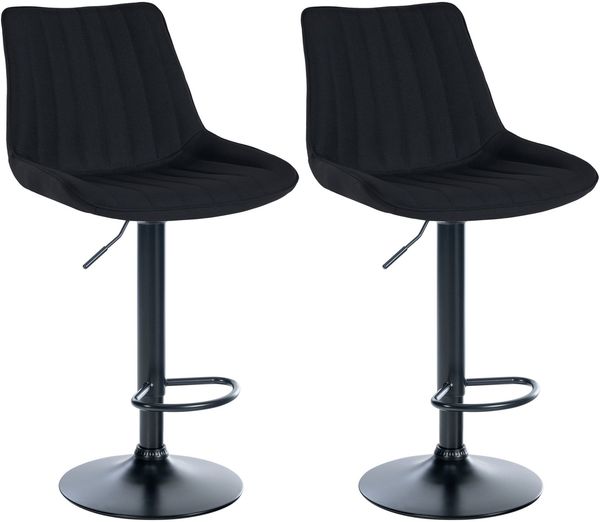 Barhocker 2er Set RIO - Schwarz, Stoff, Schwarz Barhocker mit Lehne Barstuhl Tresenhocker Tresenstuhl Kneipenhocker Kneipenstuhl