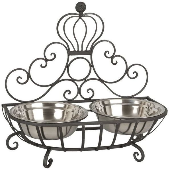 Clayre & Eef Futternapf, Edelstahl, Tolle Futterschalen Doppel Hundefressnapf aus Eisen Modell KIN