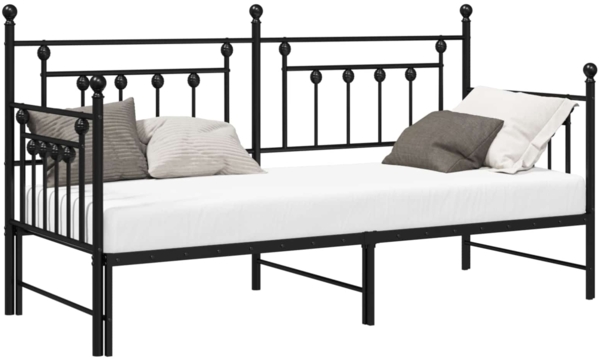 vidaXL Tagesbettrahmen Schwarz 75 x 190 cm Stahl 42002663