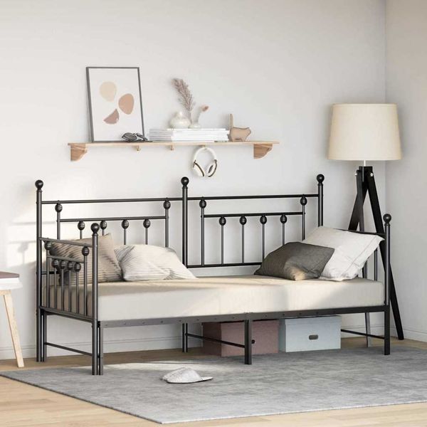vidaXL Tagesbettrahmen Schwarz 75 x 190 cm Stahl 42002663