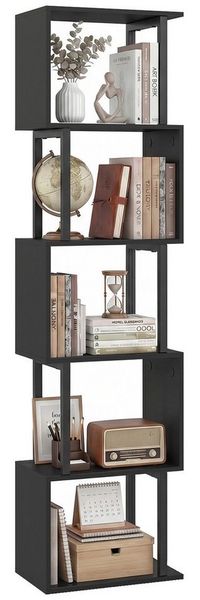 COSTWAY Bücherregal, 5 stöckiges geometrisches, mit Metallrahmen, Kippschutz